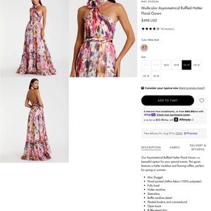 Mac Duggal Multicolor Asymmetrical Ruffled Halter Floral Gown